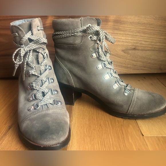 Sam Edelman Combat Boots Gray Manchester Sz 7.5 Lace Up Booties - Picture 2 of 8
